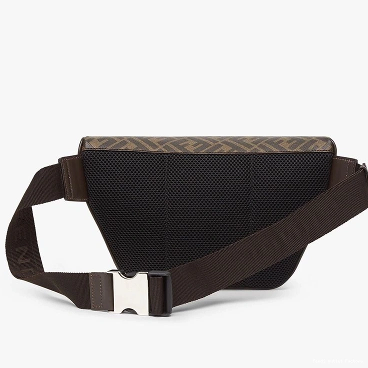 Affordable HOT ROMA Logo In Fabric Bag FF Fendi Motif Brown Belt 0816